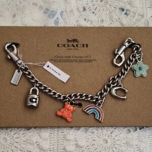 Coach Adorable Silver Swagger Chain With Six Charms CW662